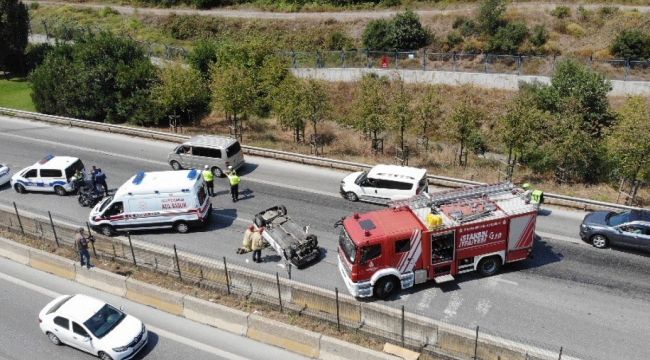 Kartal'da aşırı hızlı giden otomobil takla attı: 1 yaralı