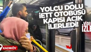 Kadıköy’de yolcu dolu İETT otobüsü kapısı açık ilerledi