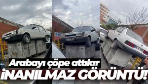 İstanbul’da oto sanayide ilginç görüntü: Arabayı çöpe attı