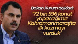 Bakan Kurum: '72 bin 596 konut yapacağımız Kahramanmaraş’ta ilk kazmayı vurduk'