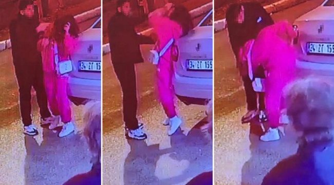 Eski sevgili dehşeti kamerada! Genç kızı sokakta tekme tokat dövdü